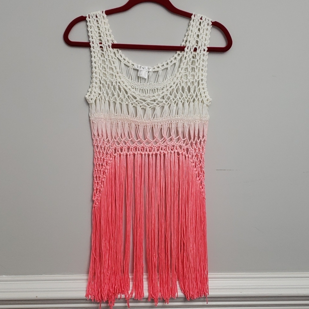 Venus 2-Tone Crochet Tank Top Sz S New w/o Tags